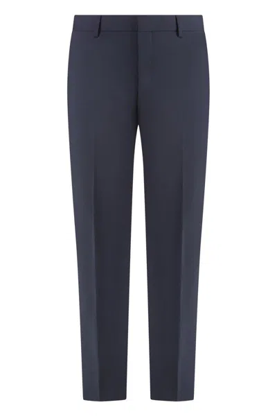 Prada Stretch Wool Trousers In Blue