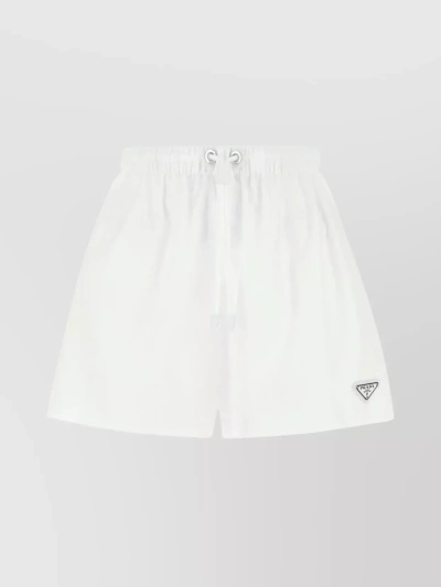 Prada Stretchy Waistband Re-nylon Shorts In White