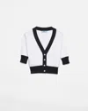 Prada Cropped Cotton Cardigan In White/blue