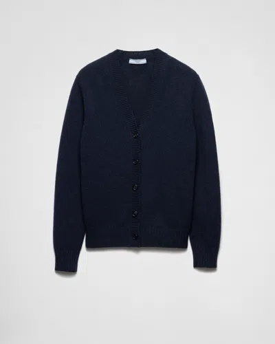 Prada Strickjacke Aus Wolle In Blau