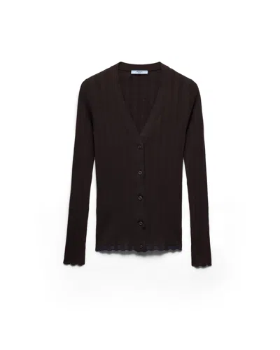 Prada Strickjacke Aus Wolle In Brown