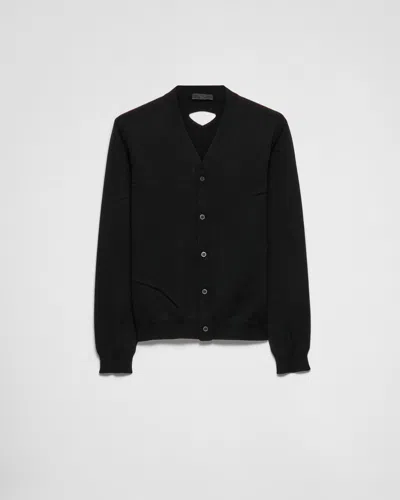 Prada Strickjacke Aus Wolle In Schwarz