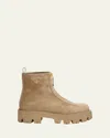 Prada Chunky Sole Ankle Boots With Pull Tab In Brown