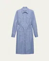Prada Striped Chambray Shirtdress In Bleu