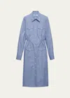 Prada Striped Chambray Shirtdress In F0008 Bleu