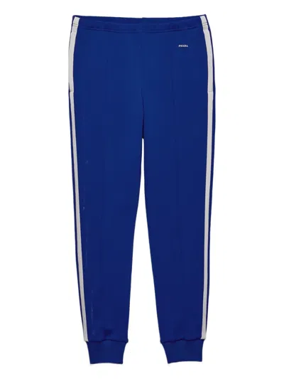 Prada Stripe-detail Track Pants In Blue