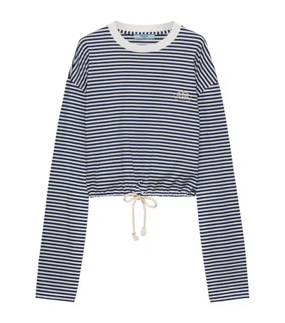 Prada Womens Blue Long-sleeve Striped Cotton-jersey T Shirt