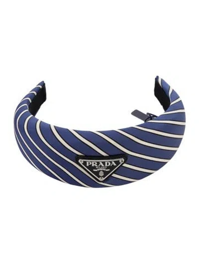 Pre-owned Prada Stripe Nylon Headband In Blue