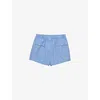 PRADA WOMENS LIGHT BLUE STRIPE-PRINT ELASTICATED-WAIST COTTON-POPLIN SHORTS