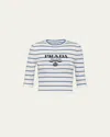 Prada Superfine Logo-intarsia Striped Virgin-wool Top In F0vwz Marmo Pervinca