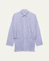 Prada Embroidered Poplin Shirt In F0013 Azzurro