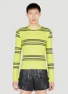 Prada Crew-neck Lambswool Sweater Striped Pattern In Green