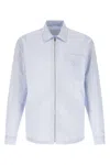 Prada Technical Fabric Shirt With Striped Pattern In Blue