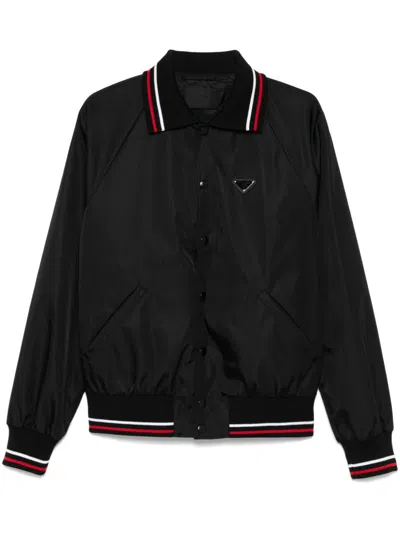 Prada Bomberjacke Mit Gestreiftem Detail In F0002 Black
