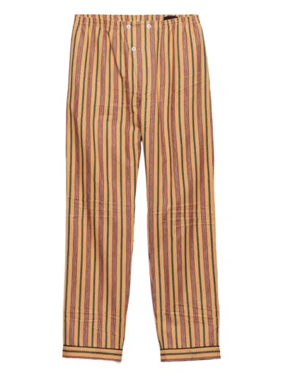 Prada Striped Cotton Pants In Neutral