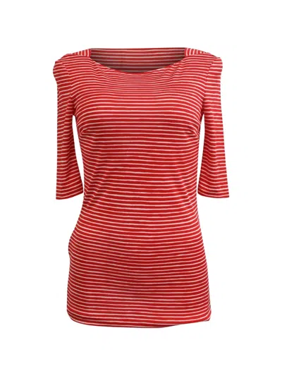 Pre-owned Prada Striped 3/4-sleeve Top In 红色