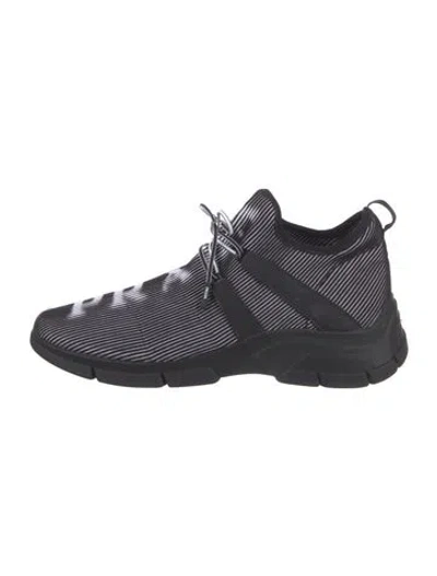 Pre-owned Prada Striped Athletic Sneakers In Black/white