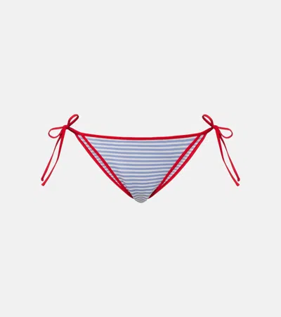 Prada Striped Bikini Bottoms In Blue