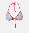 Prada Interlock Jersey Bikini Top In Blue