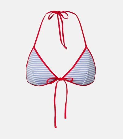 Prada Striped Bikini Top In Blue