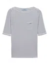Prada Striped Boat-neck Sweater In Gray