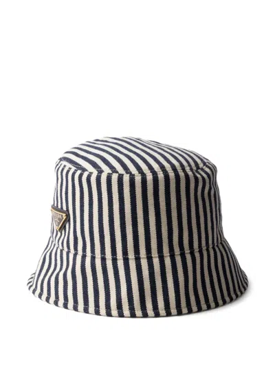 PRADA STRIPED BUCKET HAT