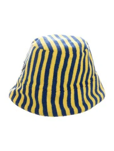 Pre-owned Prada Striped  Bucket Hat In Yellow