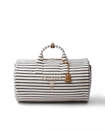Prada Striped Canvas Duffle Bag