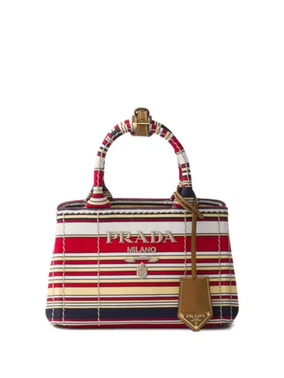 Prada Mini Bag Aus Gestreiftem Baumwoll-canvas In Multi