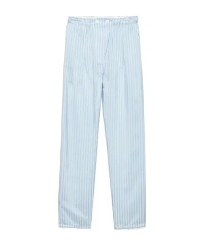 PRADA PRADA TRIANGLE-PATCH STRIPED PANTS