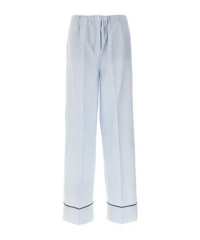 Prada Striped Casual Pants In Blue