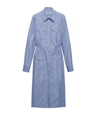 PRADA PRADA STRIPED STRAIGHT HEM SHIRT DRESS