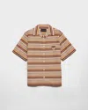 Prada Camicia In Misto Cotone Ricamato Uomo In Multi
