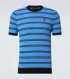 Prada T-shirt Aus Baumwolle Und Seide In Blau