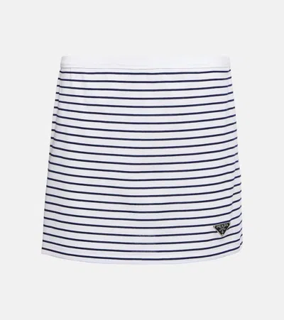Prada Striped Cotton Jersey Miniskirt In Multicoloured