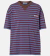 Prada Striped Cotton Jersey T-shirt In Blue