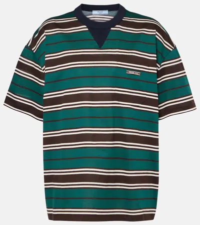 PRADA STRIPED COTTON JERSEY T-SHIRT