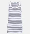 Prada Striped Cotton Jersey Tank Top In Multicoloured