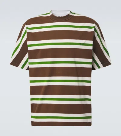 PRADA STRIPED COTTON JERSEY T-SHIRT