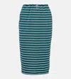 Prada Midi Emerald Green Skirt With Stripes In Multicolor