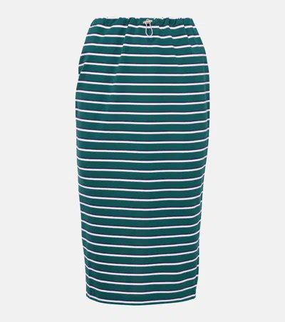 PRADA STRIPED COTTON MIDI SKIRT