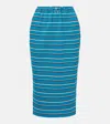 Prada Striped Ottanium Midi Skirt In Multicolor