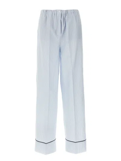 Prada Gestreifte Baumwollhose In Blue