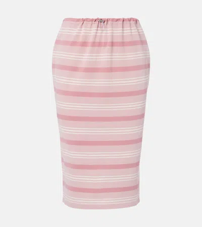 Prada Womens Pink Striped Piqué Cotton Skirt