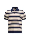 Prada Striped Cotton Polo In Blue