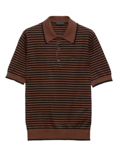 PRADA STRIPED COTTON POLO SHIRT