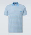 Prada Light Blue Striped Polo Shirt In Blue