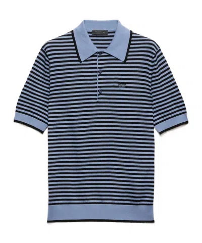 PRADA STRIPED COTTON POLO SHIRT