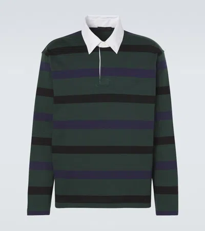 Prada Mens Green Long-sleeve Cotton Polo Shirt In Multi