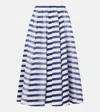 Prada Striped Old Poplin Full Skirt In Blau